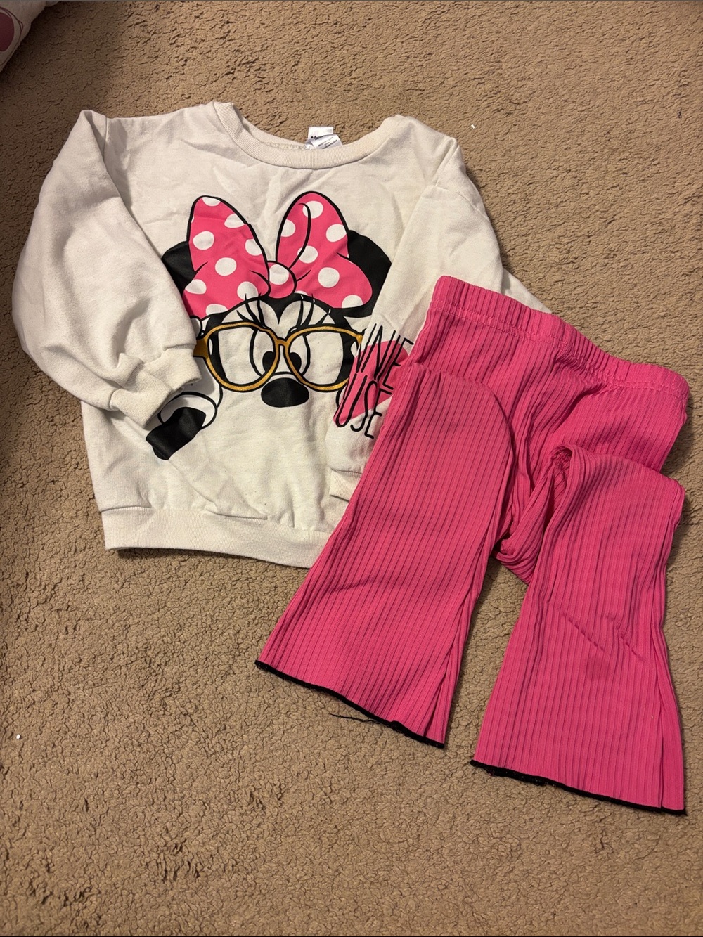 Disney Pink and White Minnie Mouse Matching Set